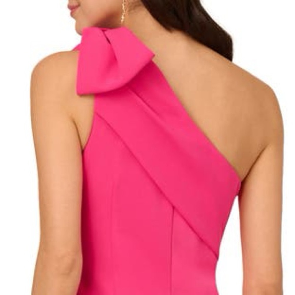 Adrianna Papell Pink Asymmetrical Ruffled Gown - Picture 2 of 3